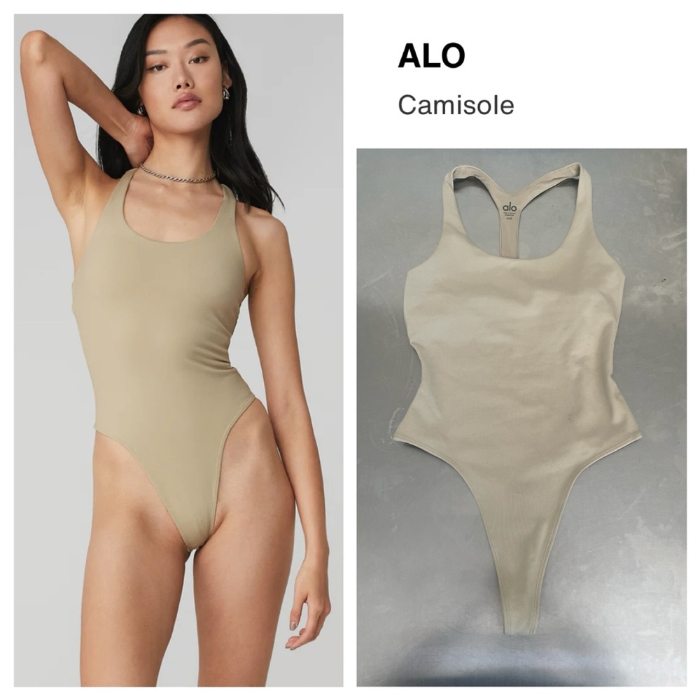 ALO YOGA NWOT Beige Woman’s Razor Back Camisole Bodysuit - XXS